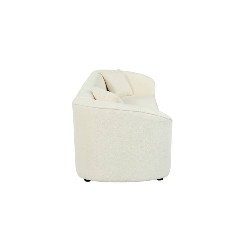 87.5" Modern Curved Bouclé Sofa Couch for Living Room, Oversized 2-Seater Loveseat, Upholstered Sofa for Apartment, Small Space
