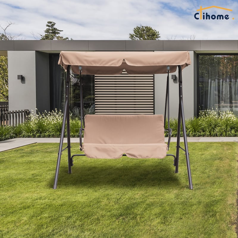 Clihome 2 Person Outdoor Porch Swing with Removable Cushions