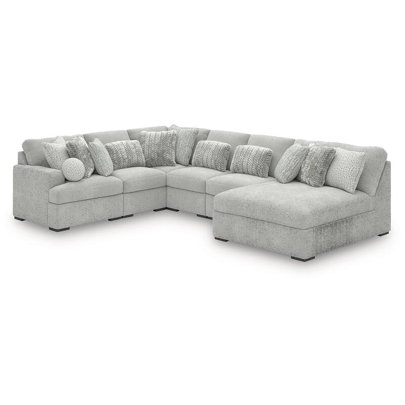 Signature Design by Ashley Snodoodle Gray 6-Piece Sectional with Chaise - 156" W x 113" D x 40" H - Left Facing