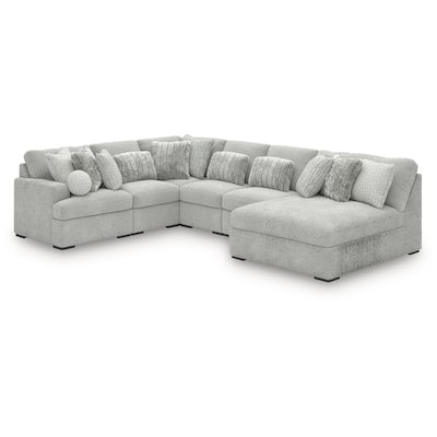 Signature Design by Ashley Snodoodle Gray 6-Piece Sectional with Chaise - 156" W x 113" D x 40" H