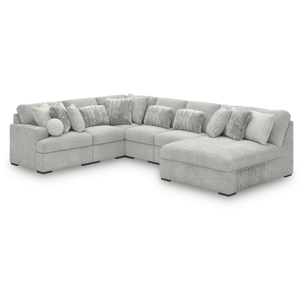 Signature Design by Ashley Snodoodle Gray 6-Piece Sectional with Chaise - 156" W x 113" D x 40" H