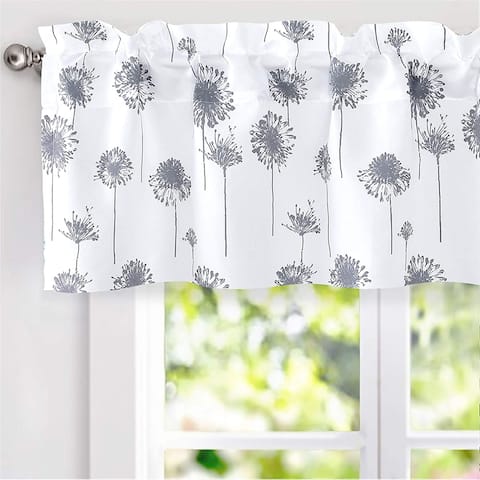 DriftAway Dandelion Floral Botanical Lined Thermal Insulated Window Curtain Valance Rod Pocket - 52 x 14