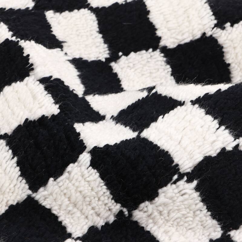 Contemporary Checkered Black Area Rug