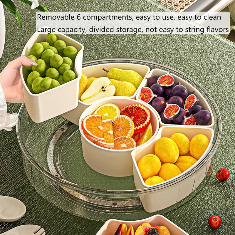 Divided Serving Tray with Lid and Handle Fruit Containers
