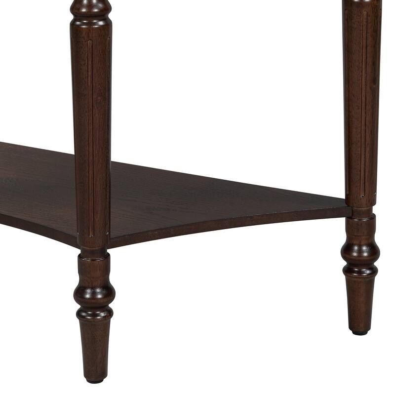 Farmhouse Half Moon Console Table with Drawer and Shelf for Entryway and Living Room Decor