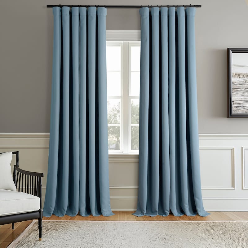 Exclusive Fabrics Room Darkening Curtains for Bedroom & Living Room Curtains - Window Drapes (2 Panels). - 50x108 - Blue Grey