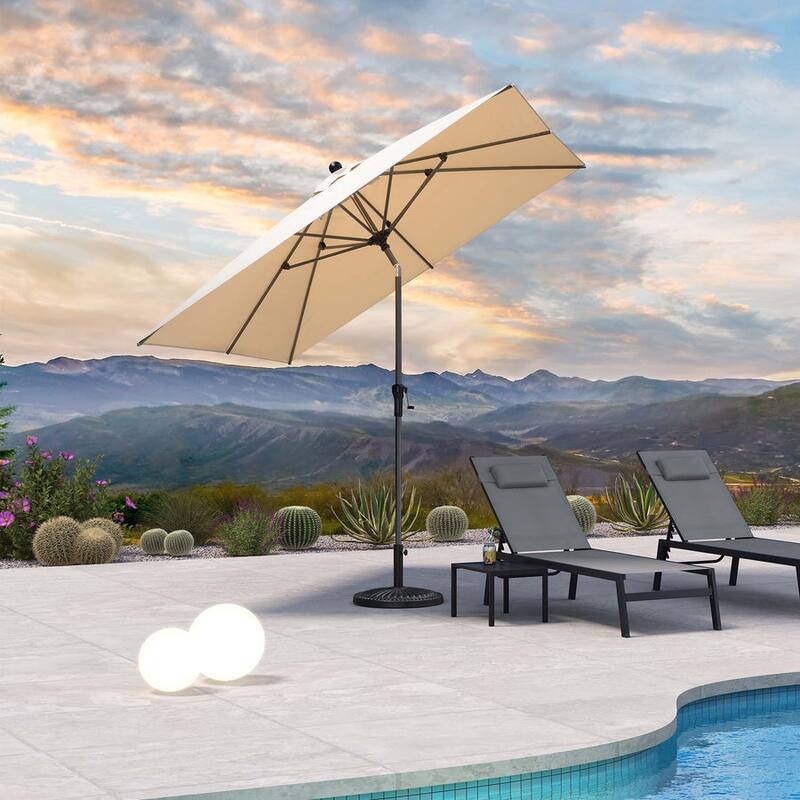 PURPLE LEAF Heavy-duty Crank and Tilt Table Umbrella Outdoor Patio Market Umbrella