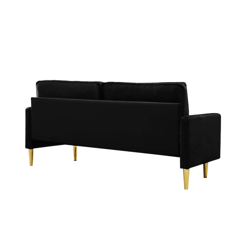 Industrial Style Velvet Sofa 2-Seater Sofa with High-Density Foam Cushions, Pine Wood Frame Gold Metal Legs, for Living Room