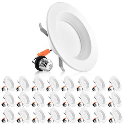 Luxrite 4 Inch Dimmable LED Recessed Lights, 10W, 670 Lumens, Retrofit LED Can Lights 60W,ETL & Damp Rated (24 Pack)