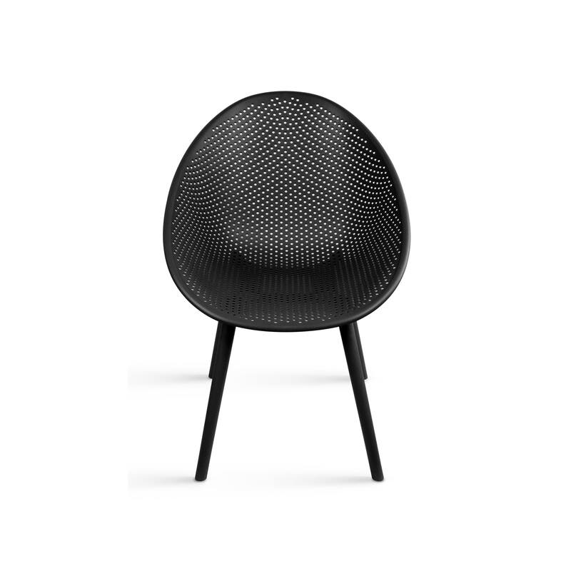 Modern Plastic Dining Chair Plastic Legs with Breathable Perforated Egg Shaped Seat for Indoor/Outdoor Use