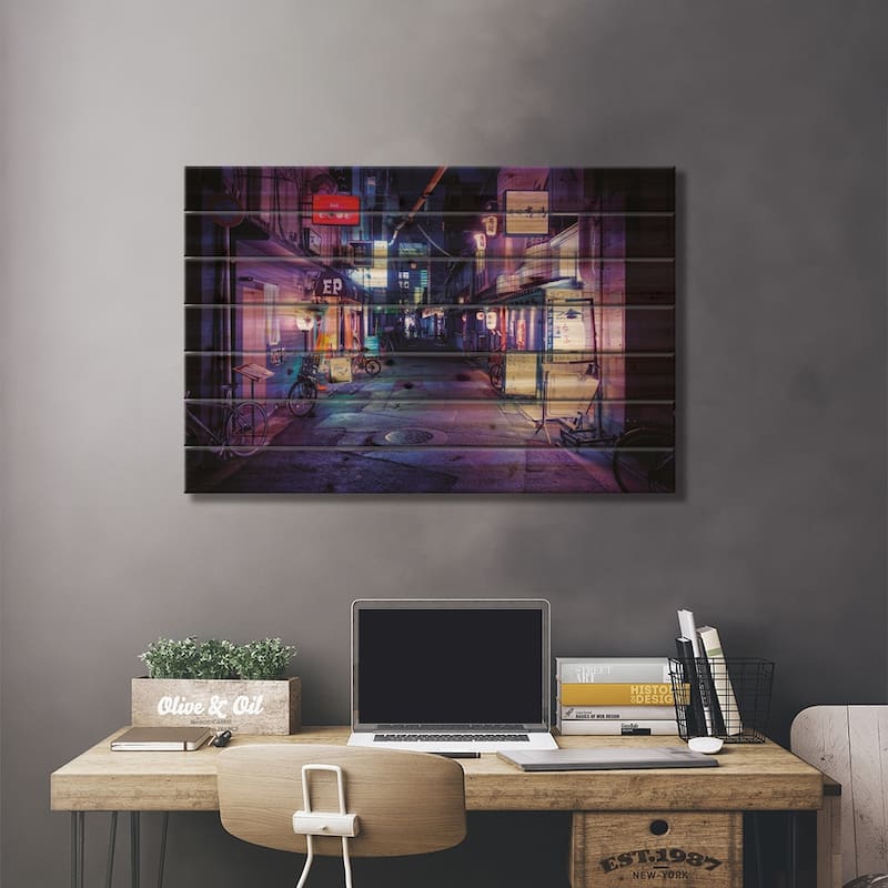 Night Bar Print On Wood by Philippe Hugonnard - Multi-Color