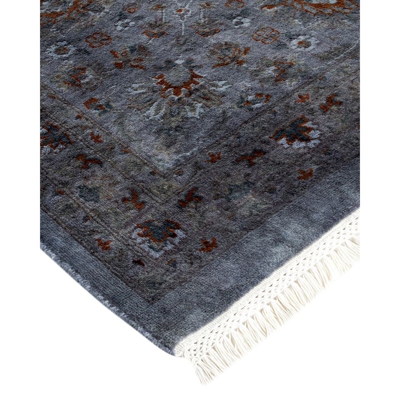 Overton Hand Knotted Wool Vintage Inspired Modern Contemporary Overdyed Gray Area Rug - 10' 1" x 14' 4"