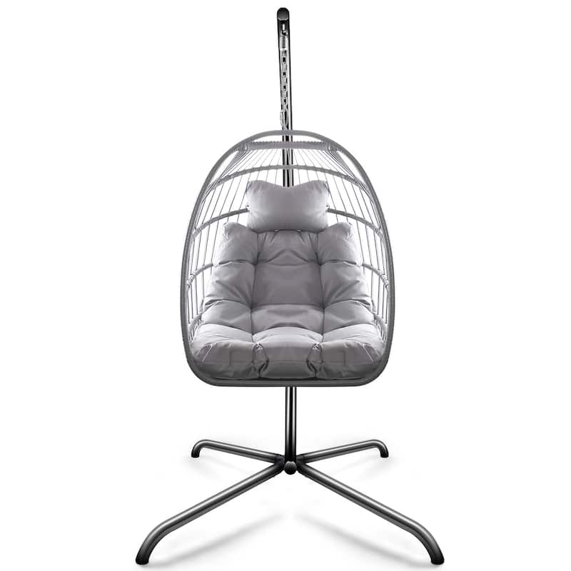 Outdoor Hanging Basket Egg Chair Swing with Stand Cushion