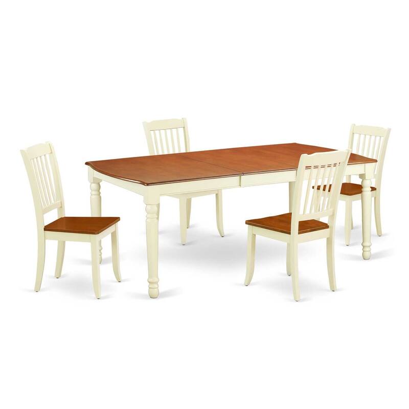 Asian Fusion Dining Set - 5pc Rectangular Table & 4 Chairs - 60/78 Inch Extendable