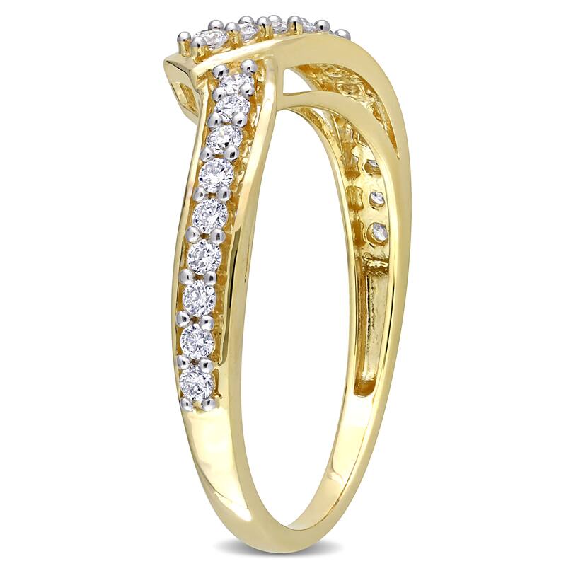 Miadora 1/3ct TDW Diamond Contour Stackable Wedding Band Ring in 10k Yellow Gold