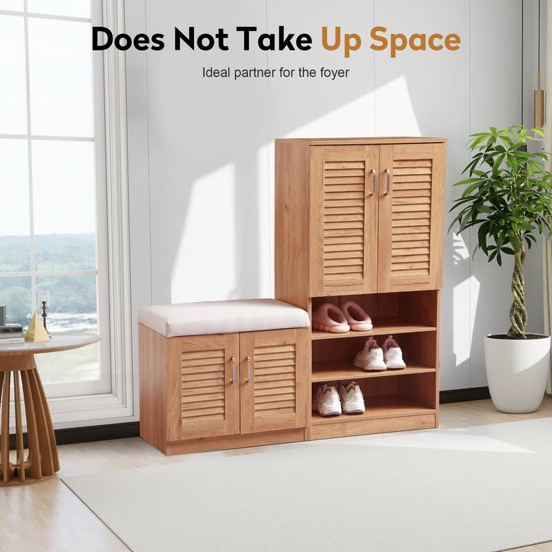 Multi functional Shoe Storage Cabinet with Bench & 7+3 Storage compartment