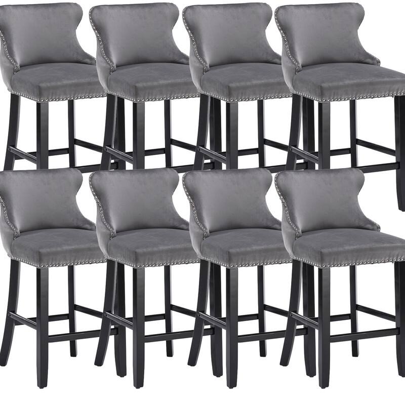 Upholstered Wing Back Bar Stools (Set of 6)