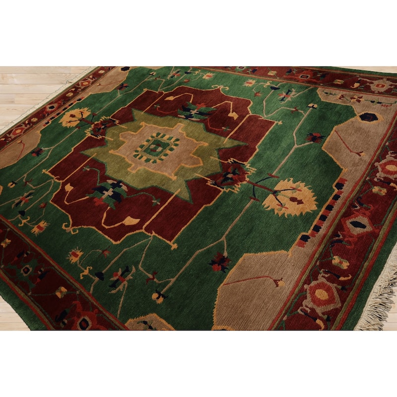 8x9'10'' Hand Knotted Wool Green Tibetan Art Plush Pile Tufenkian Rug - 8' x 9' 10''