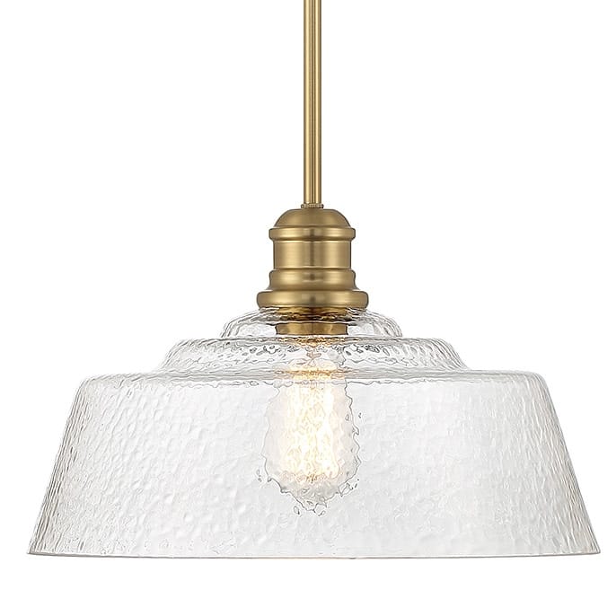 Bellevue SH23830 15" Wide Pendant with a patterned glass dome shade - Natural Brass