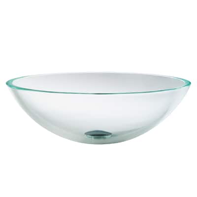 KRAUS 16 1/2 inch Crystal Clear Round Glass Vessel Bathroom Sink