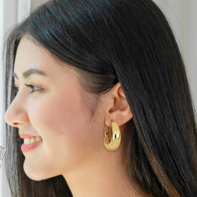 Miadora Yellow Plated Sterling Silver Hoop Earrings
