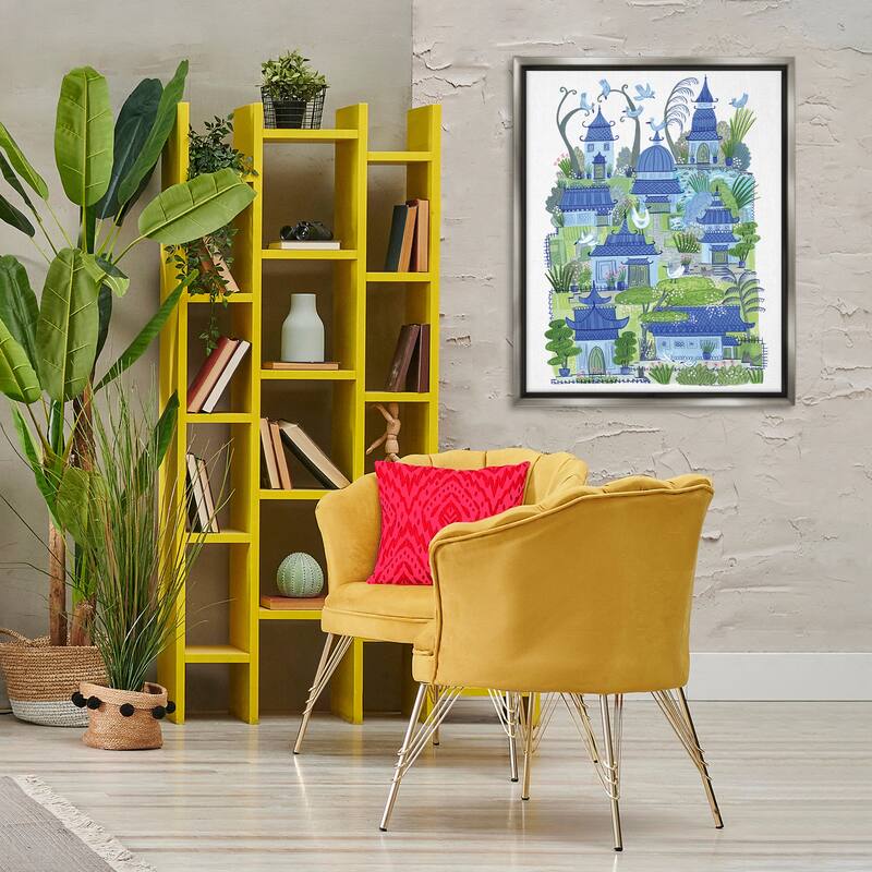 Stupell Charming Village Buildings Framed Floater Canvas Wall Art Design By Kay Widdowson