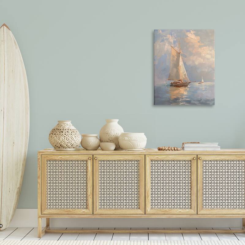 Stupell Maritime Ship on Cloudy Sea Canvas Wall Art Design By Arlington Prints