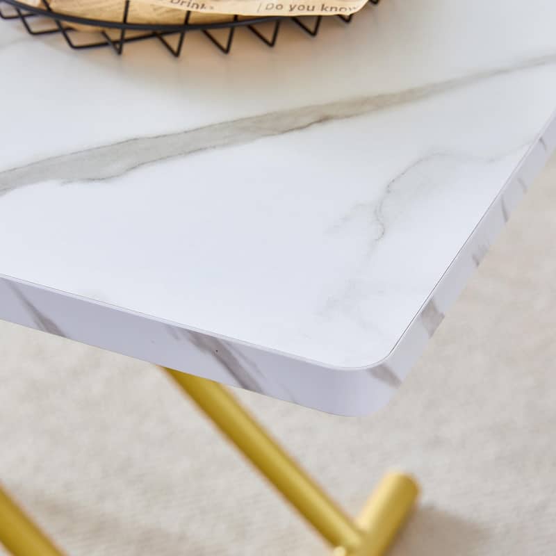 Modern minimalist multifunctional lift table with 0.8 inch thick MDF desktop and golden metal legs,coffee table