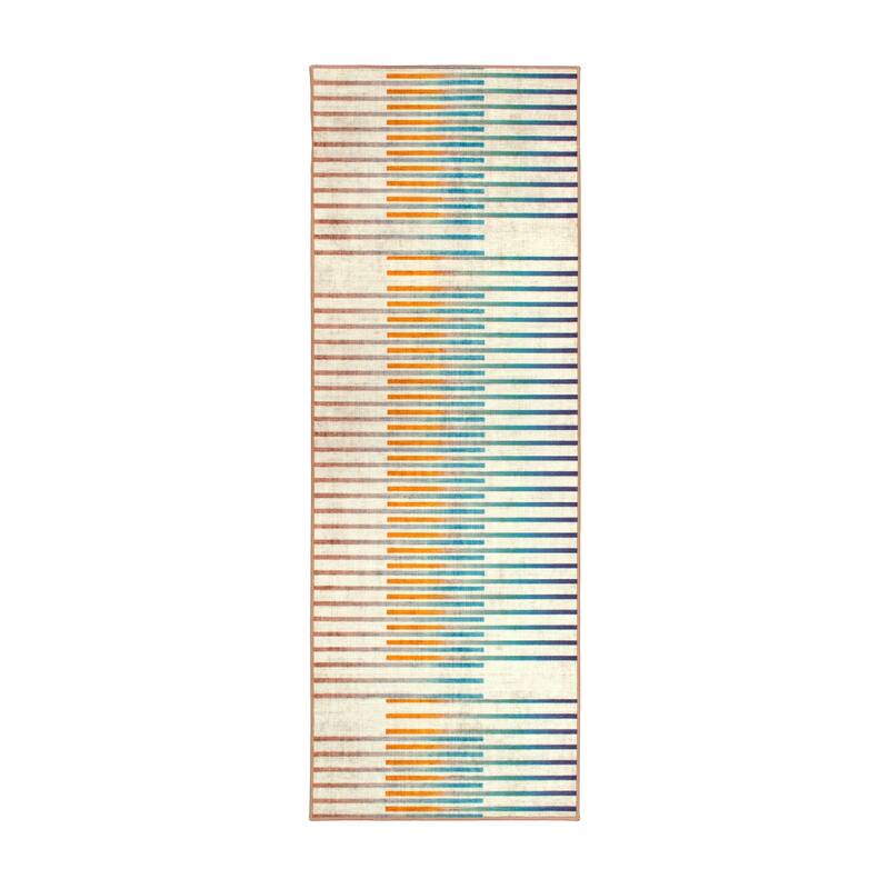 My Magic Carpet Machine Washable Rug Flux Striped Multicolor