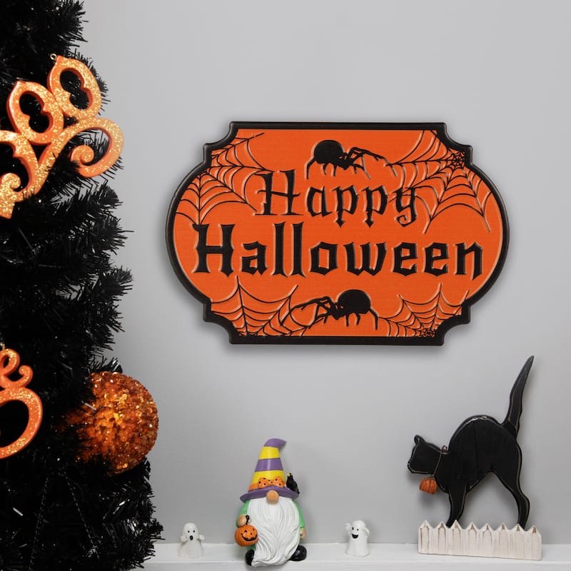 Cauldron Pot "Happy Halloween" Metal Wall Sign - 10"