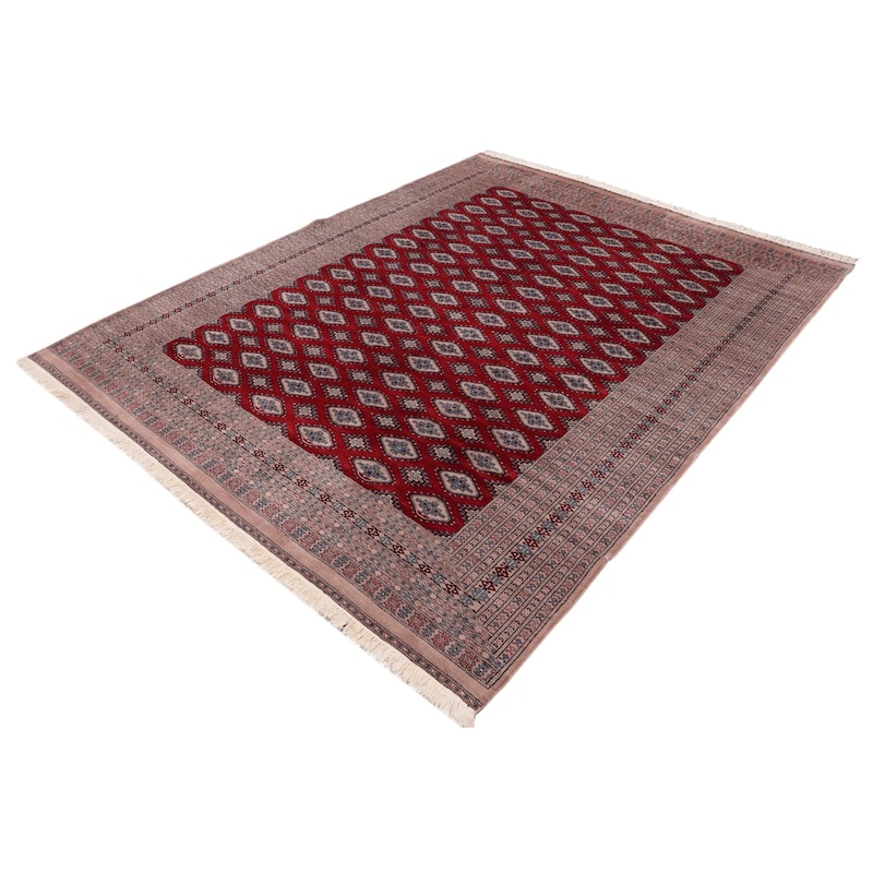 Tribal Bokhara Hall Red/Taupe Hand Knotted Wool Rug - 9'2'' x 11'6''