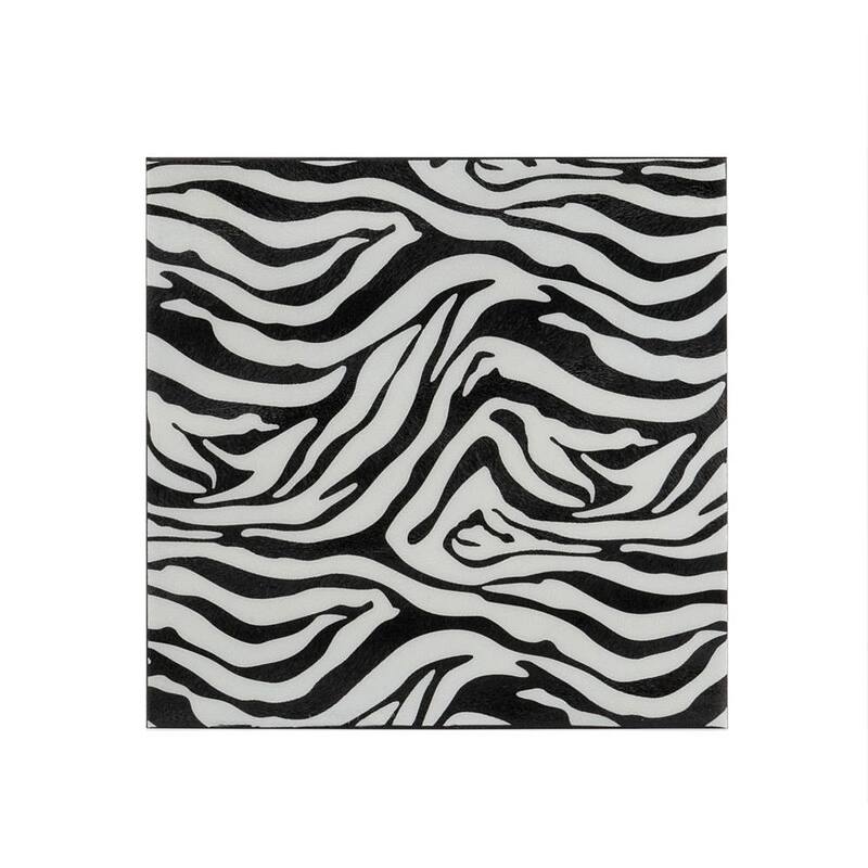 HomeRoots 12" Black And White Zebra Iron And Resin Square Hanging Wall Tile - 12 x 4 x 12