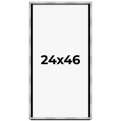 24x46 Shadow Box Frame Silver | 1.375 Inches Deep Real Wood