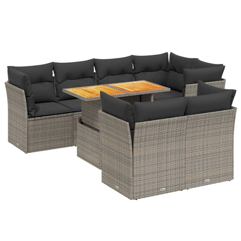 vidaXL Patio Sofa Set with Cushions Lounge Sofa Sections 8 Piece Poly Rattan - 21.7 x 39.4 x 28.7