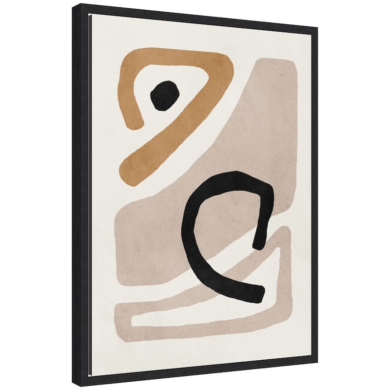 Kate and Laurel Sylvie Neutral Abstract 1 Minimal Modern Art Framed Canvas by July Art Prints - 18x24 - Black