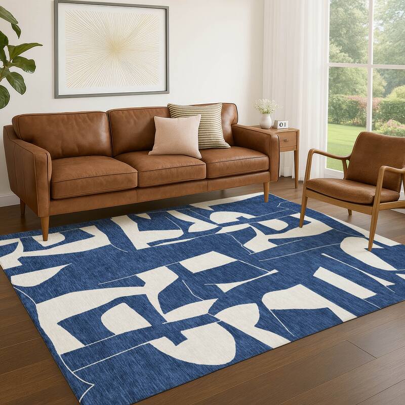 Machine Washable Indoor/ Outdoor Modern Creede Chantille Rug