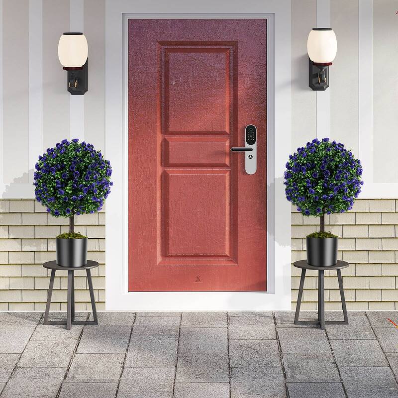 Costway Set of 2 Artificial Purple Rose Topiary Ball Trees 22" Faux - See Details