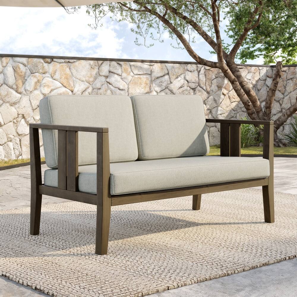 Teak Wood Weatherproof Outdoor Loveseat