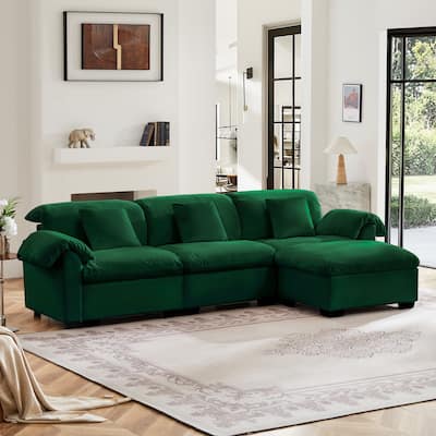 3 Deep Seat L-Shaped Modular Storage Sofa with 1 Storage Ottomans