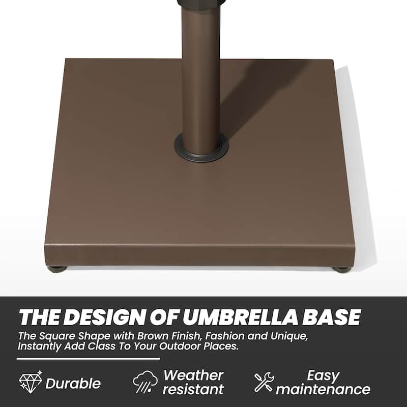 Outdoor Market Umbrella Base Holder Square Concrete / Cement Metal w/Wheels