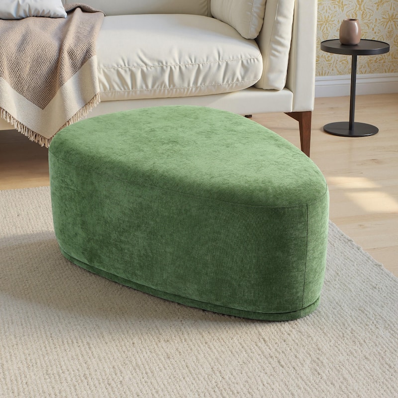 Leon 43" W Modern Oversized Chenille Triangular Cheese Ottoman