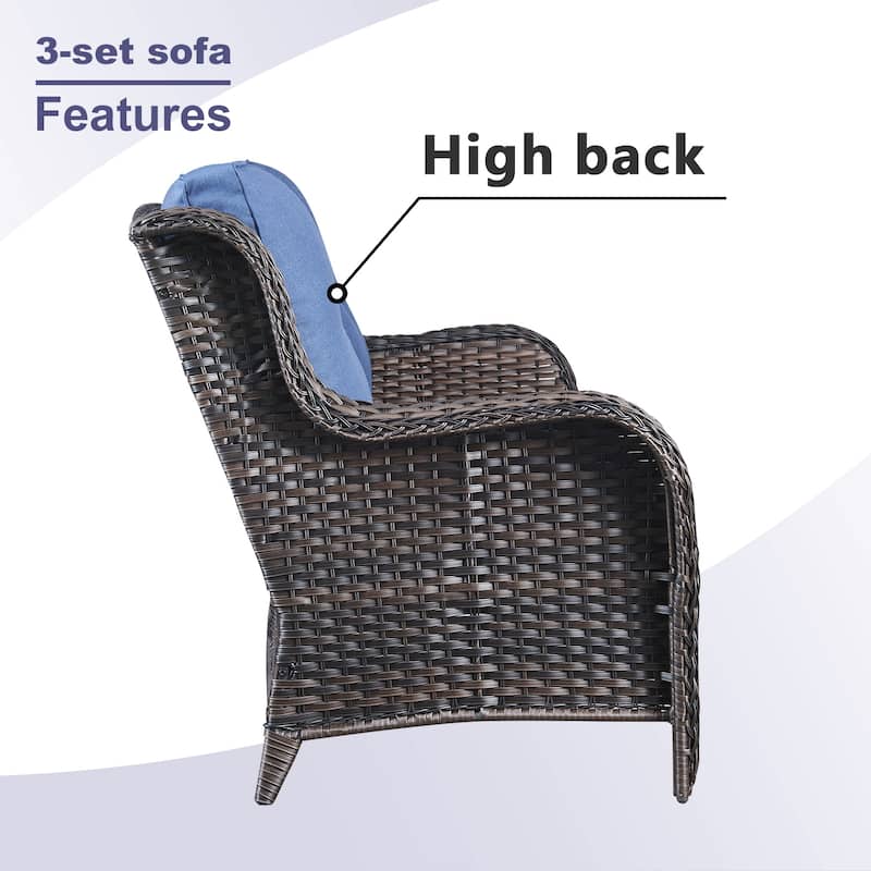 4-piece Outdoor Patio Sofa Chair Set With Fire Pit Table