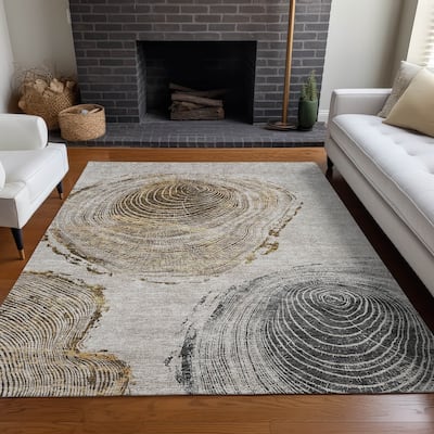 Machine Washable Indoor/ Outdoor Chantille Modern Tree Rug