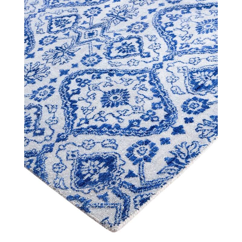 Ikat One-of-a-Kind Handmade Area Rug, Blue - 9' 0" x 12' 4"