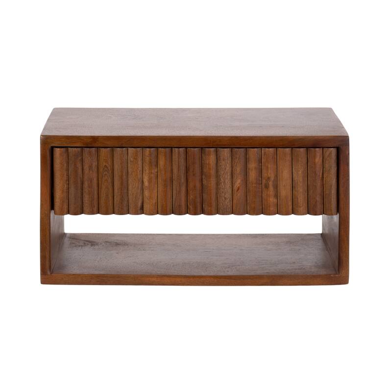 Kate and Laurel Reid Floating Wood Side Table with Open Storage