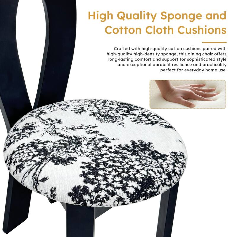 White Black Accent Chair Set of 2 Side Chair Office Chair Coffee Chair Kitchen Chair Vanity Chair with Wood Legs