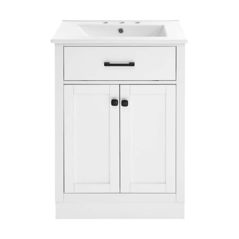 Swiss Madison SM-BV431-3 Burdon 24" Free Standing Single Basin Vanity - White / White