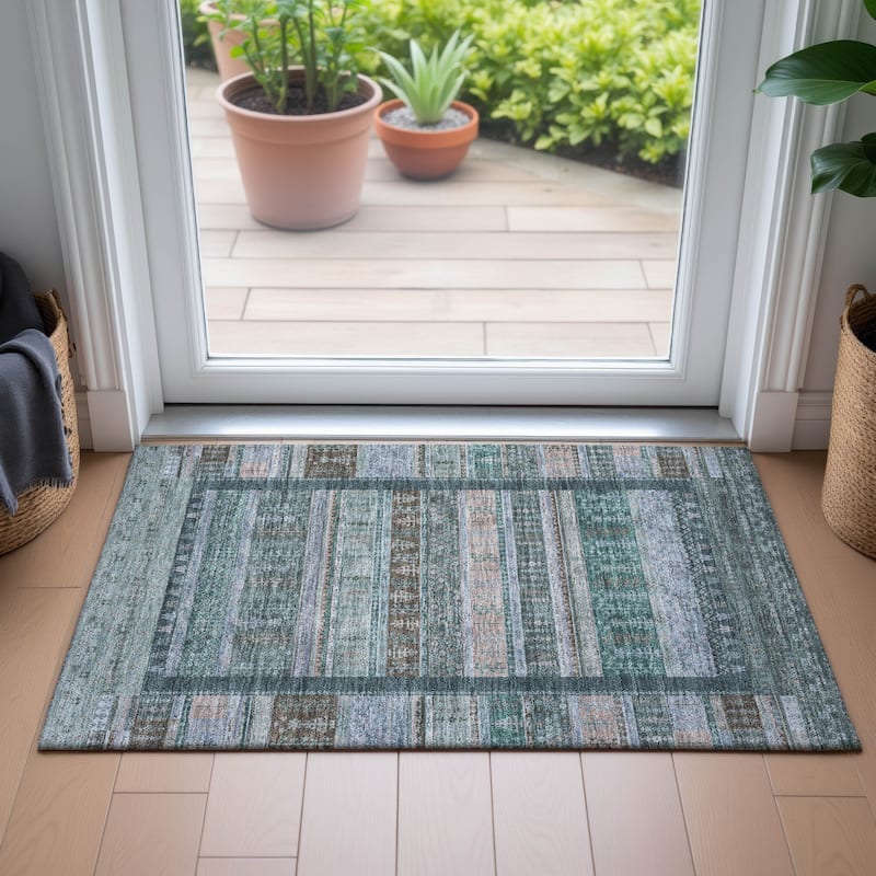 Machine Washable Indoor/Outdoor Global Kilim Chantille Rug