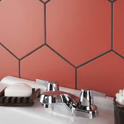 Merola Tile Textile Basic Hex Red 8-5/8" x 9-7/8" Porcelain Floor and Wall Tile