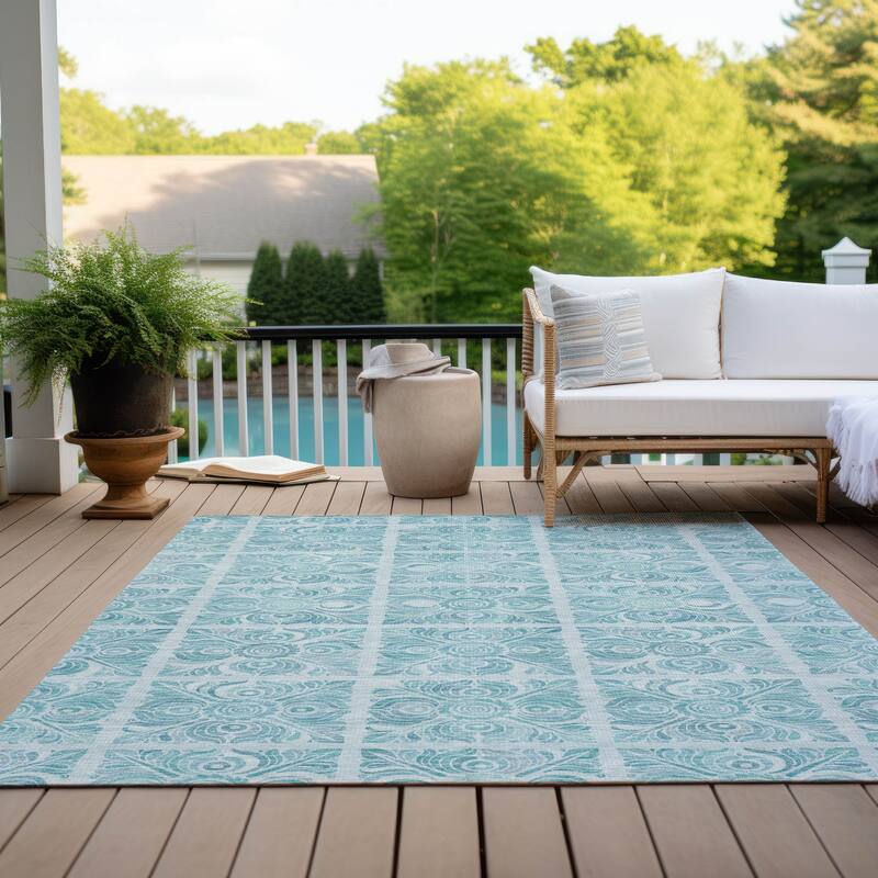 Machine Washable Indoor/ Outdoor Chantille Mosaic Rug